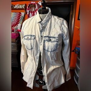 NWT Maurice’s size 2 (2xl) blue long sleeve button up shirt